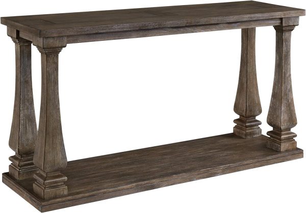 Signature Design by Ashley Mallacar Vintage Sofa Console Table, Weathered Gray